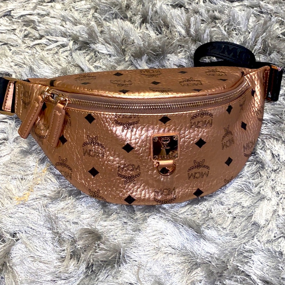Only worn twice rose gold MCM bumbag